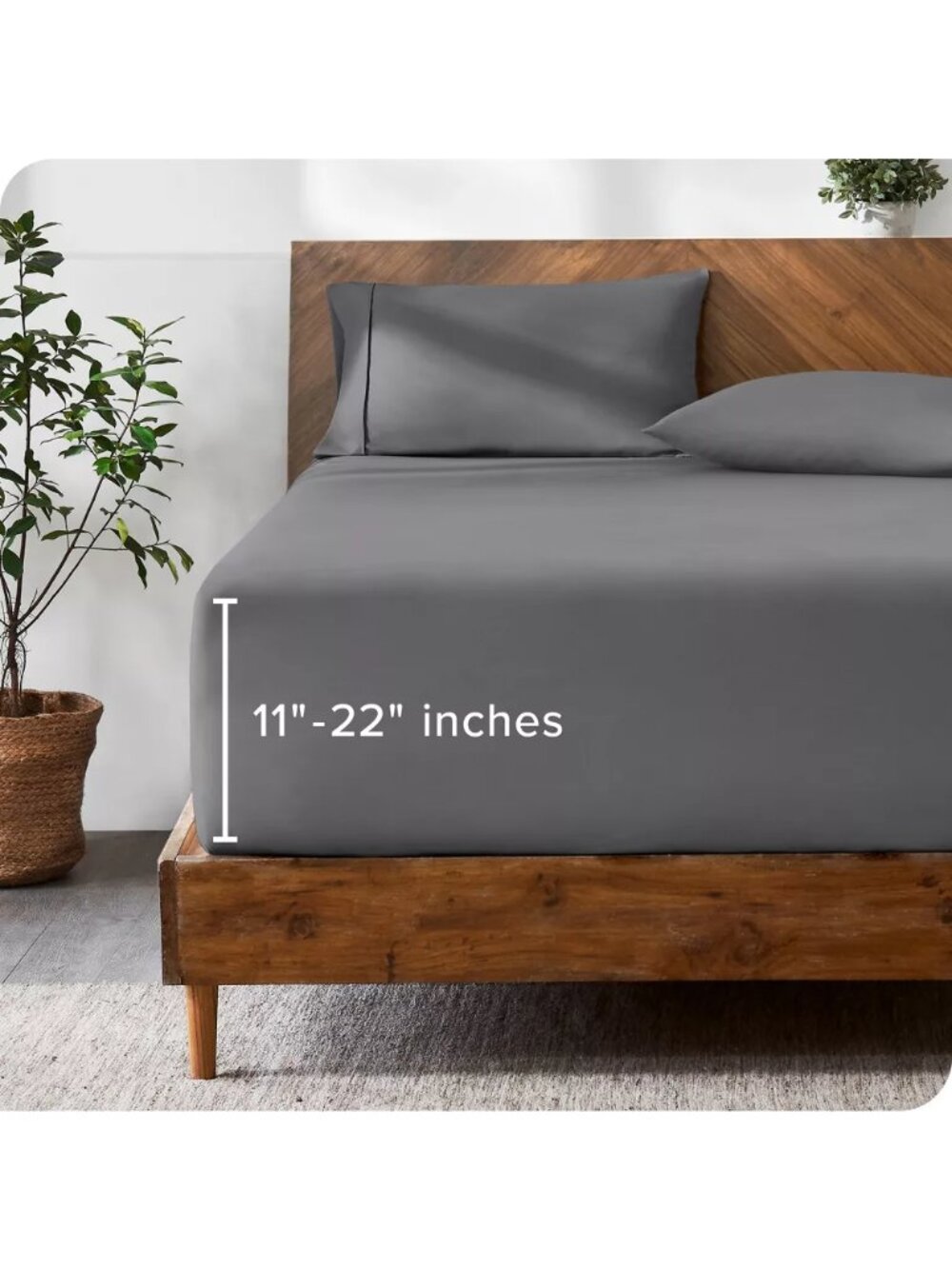 Bare Home Dark Gray Queen Size Deep Pocket Microfiber Fitted Sheet 60" x 80"